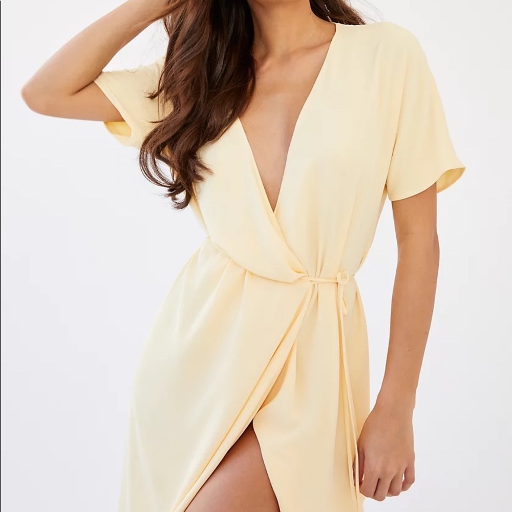 Aritzia Babaton Wrap Dress in Yellow
